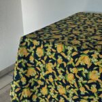 Handgenähte Tischdecke mit Orangenmotiv