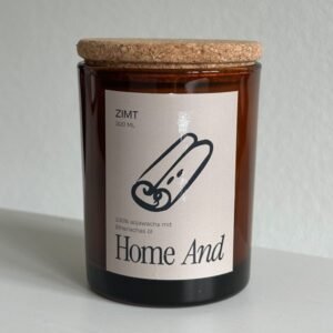 Zimt Duftkerze 300 ml im braunen Rundglas mit Korkdeckel