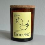 Zitronen Duftkerze 300 ml im braunen Rundglas mit Korkdeckel